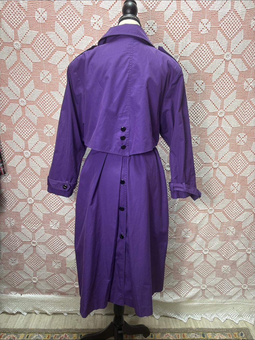Vintage Northern Climate Purple Trench Coat Size 10 - Picture 10 of 16